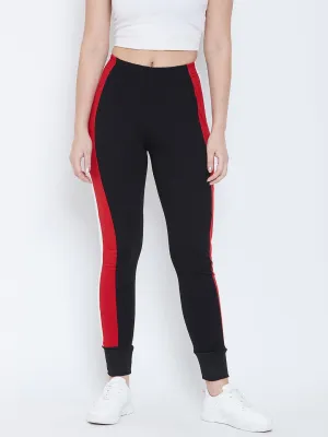 Women Black/Red Color Block Joggers