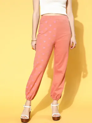 Women Peach Eye Print Cargo Joggers