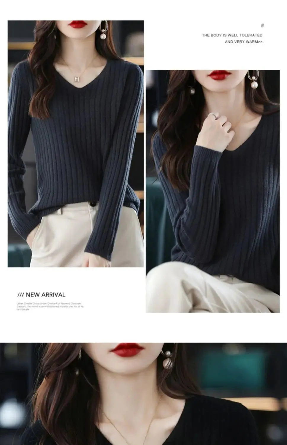 Women Sweater Long Sleeve Top Knitted Pullover V-Neck Fashion Sweater Woman Winter 2022 Basic Female Clothing Soild OL Sweaters