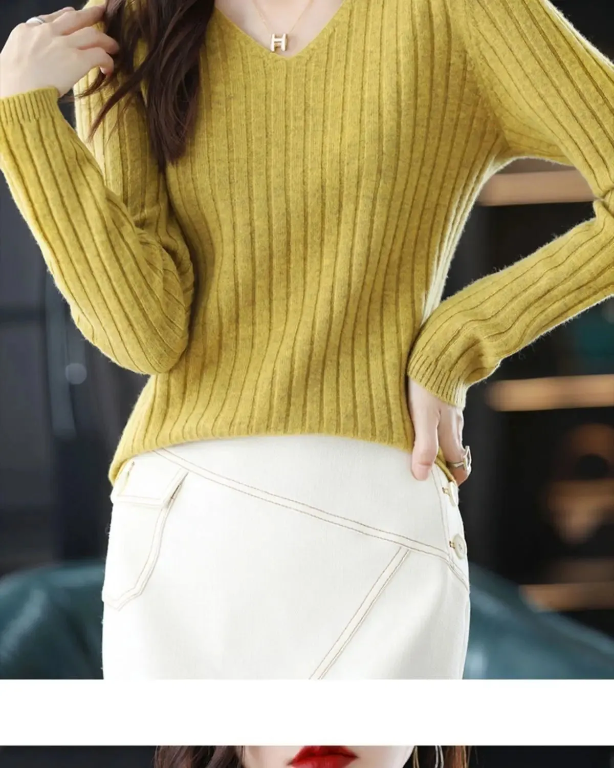 Women Sweater Long Sleeve Top Knitted Pullover V-Neck Fashion Sweater Woman Winter 2022 Basic Female Clothing Soild OL Sweaters