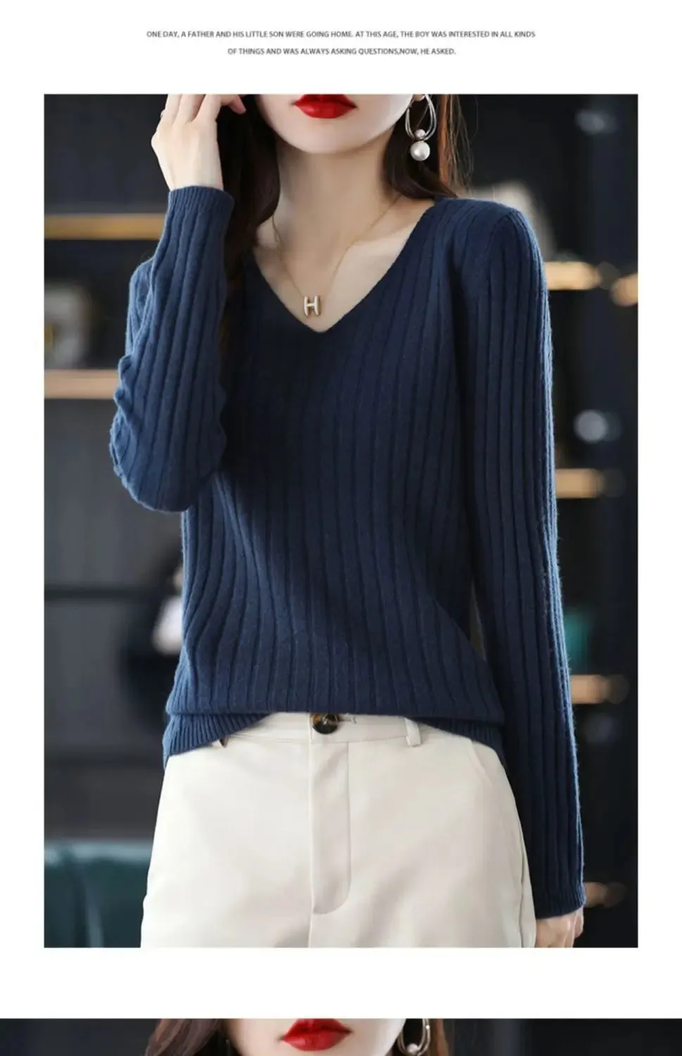 Women Sweater Long Sleeve Top Knitted Pullover V-Neck Fashion Sweater Woman Winter 2022 Basic Female Clothing Soild OL Sweaters