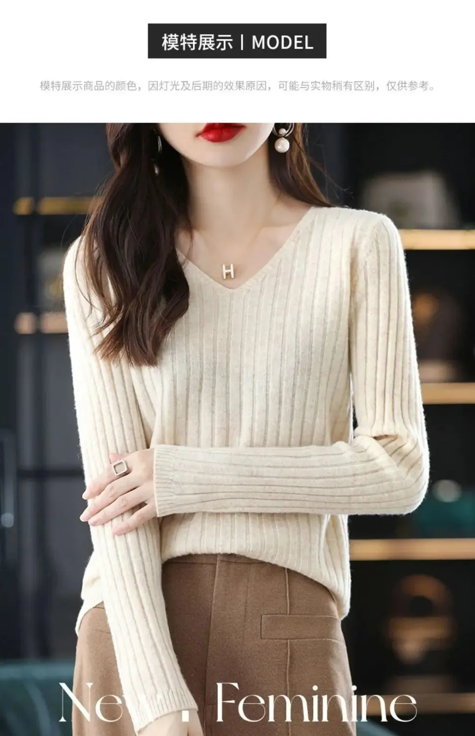 Women Sweater Long Sleeve Top Knitted Pullover V-Neck Fashion Sweater Woman Winter 2022 Basic Female Clothing Soild OL Sweaters