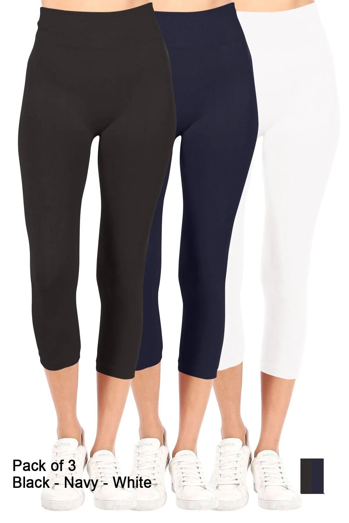 Women's Casual Seamless High Waist Solid Capri Leggings