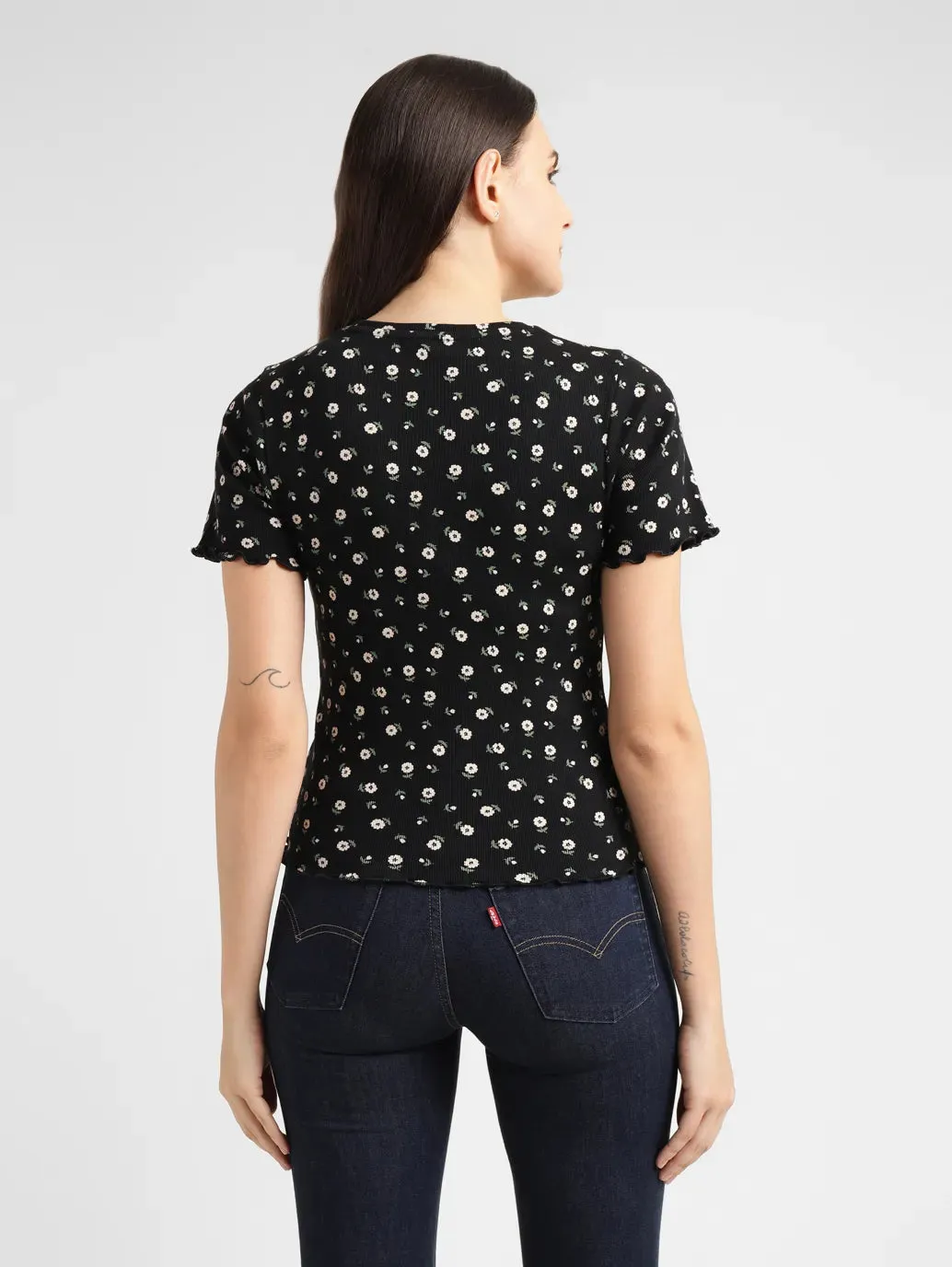 Women's Floral Print Crew Neck Top