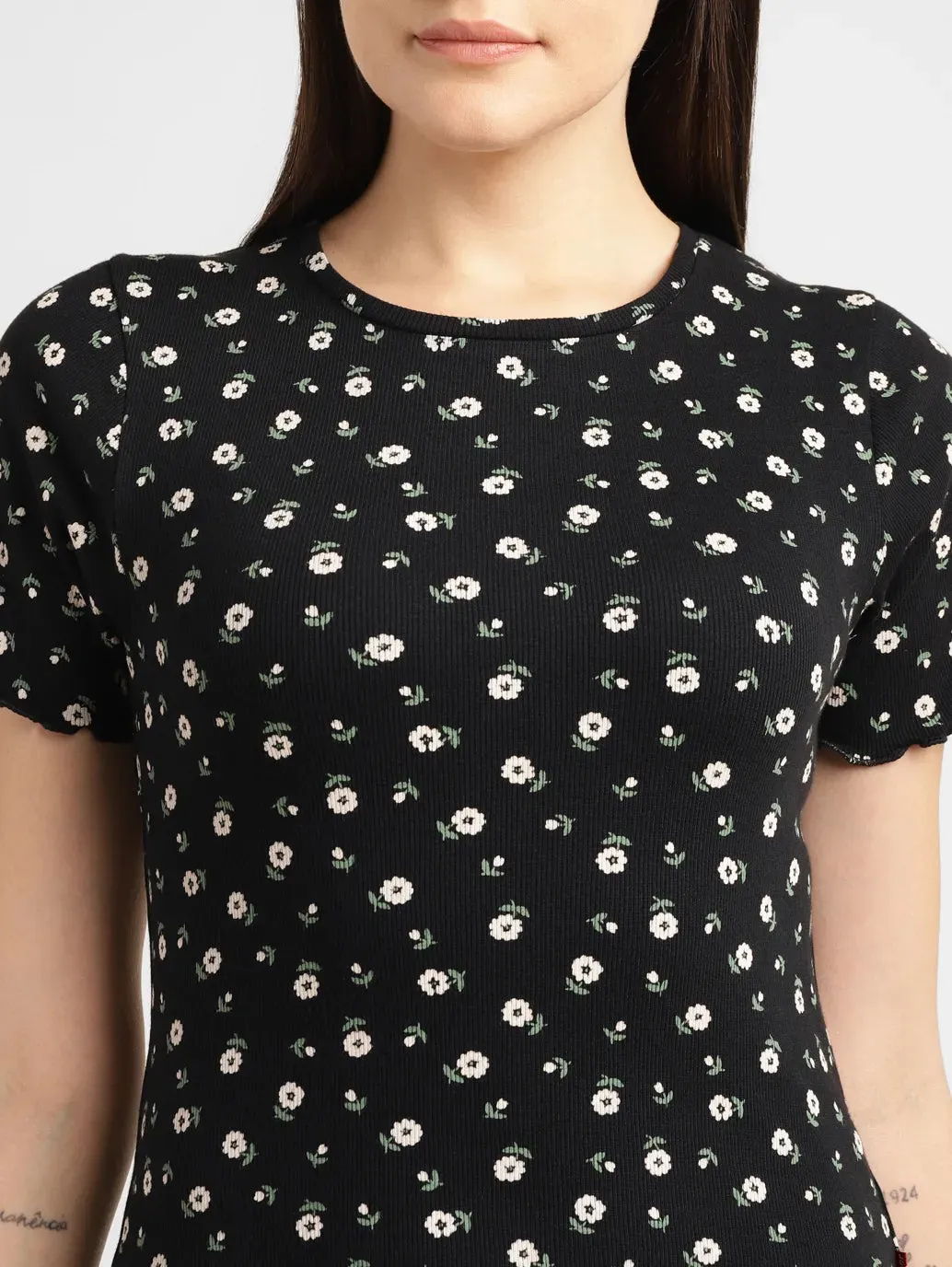 Women's Floral Print Crew Neck Top