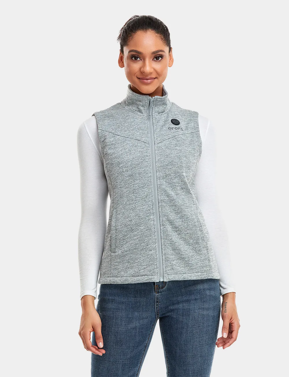 Women's Heated Fleece Vest - Purple / Flecking Grey