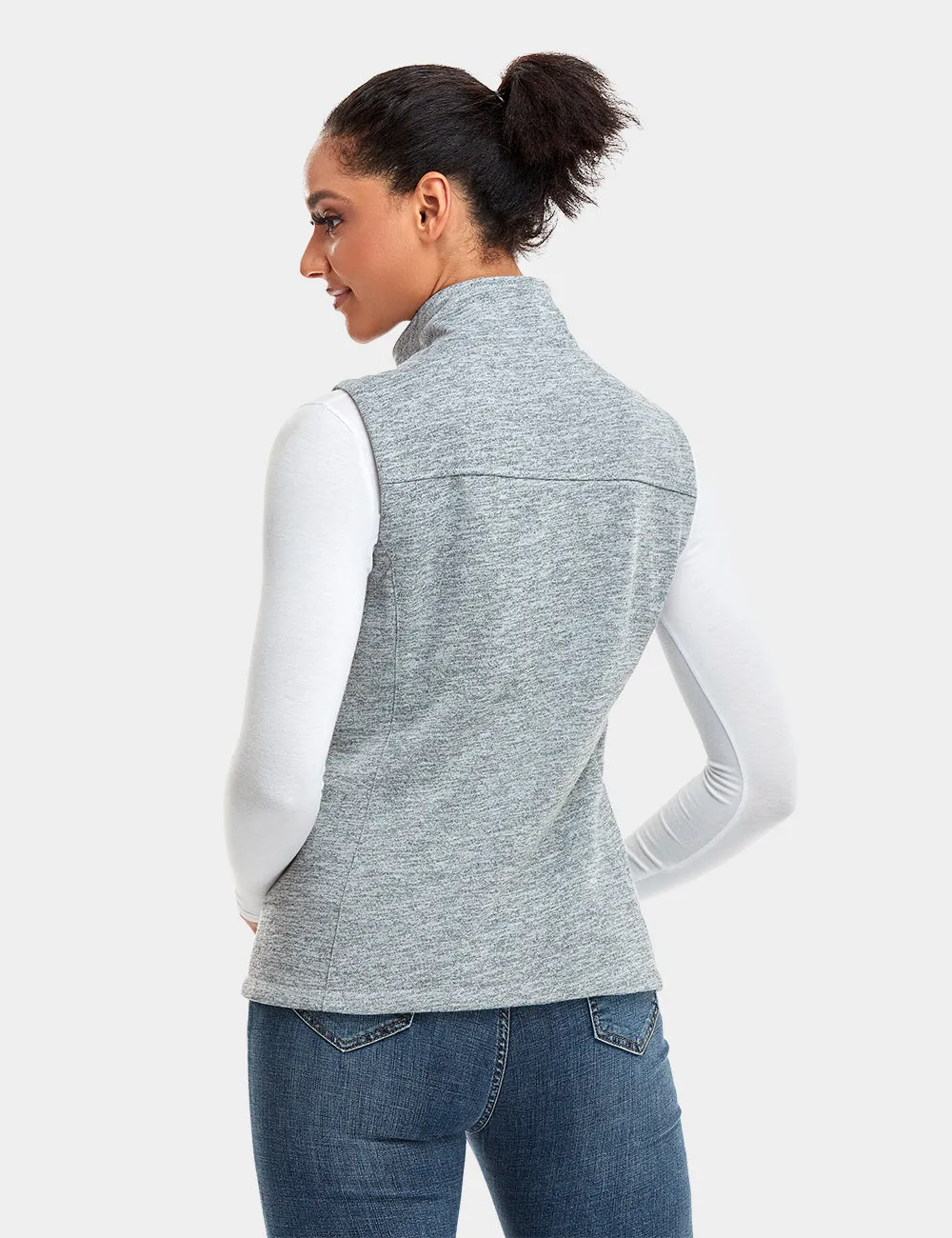 Women's Heated Fleece Vest - Purple / Flecking Grey