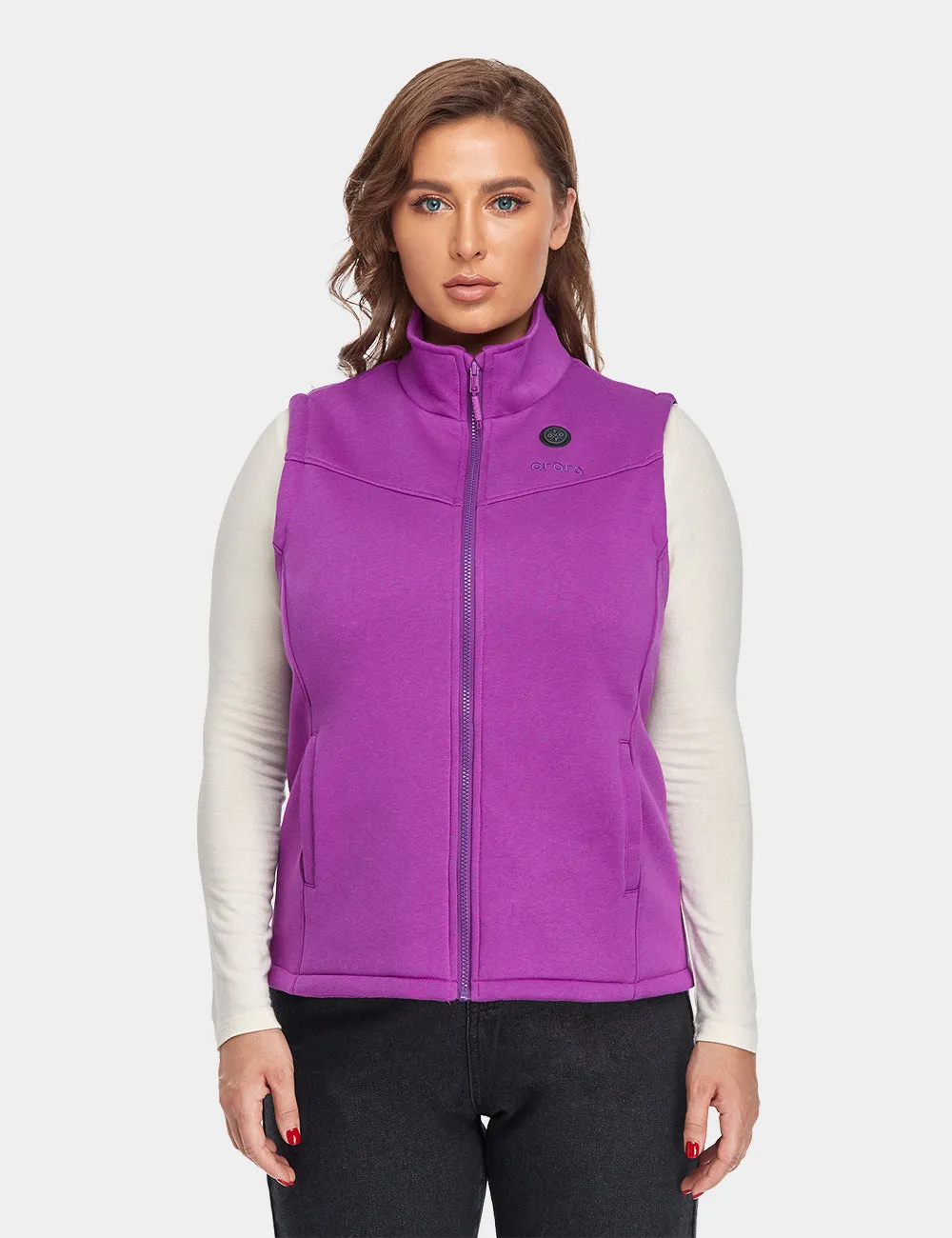 Women's Heated Fleece Vest - Purple / Flecking Grey