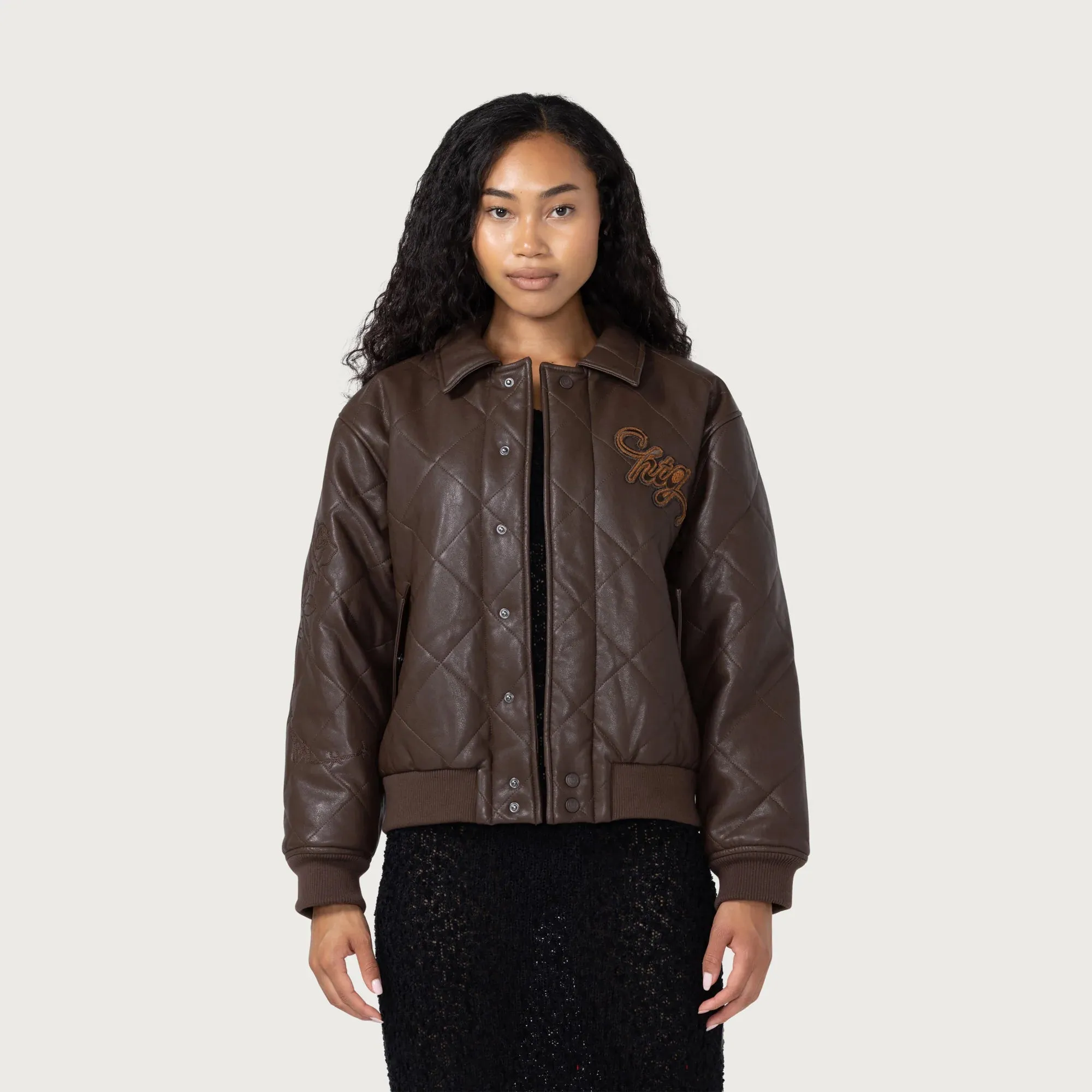 Womens Honor The Gift Quilted Bomber 'Brown'