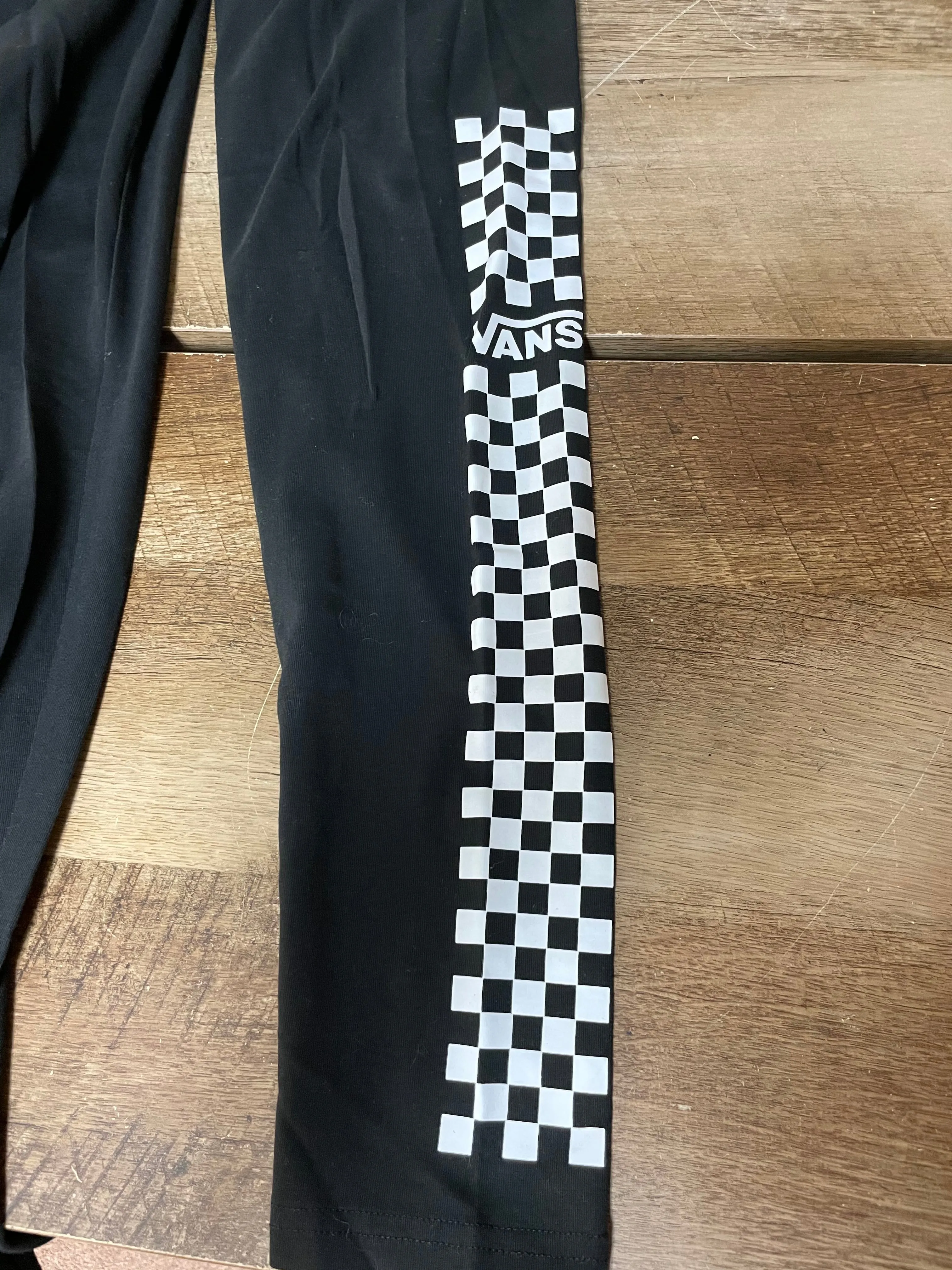 Womens Juniors Small VANS Yoga Running Joggers Pants Black White Checkered Racing Logo