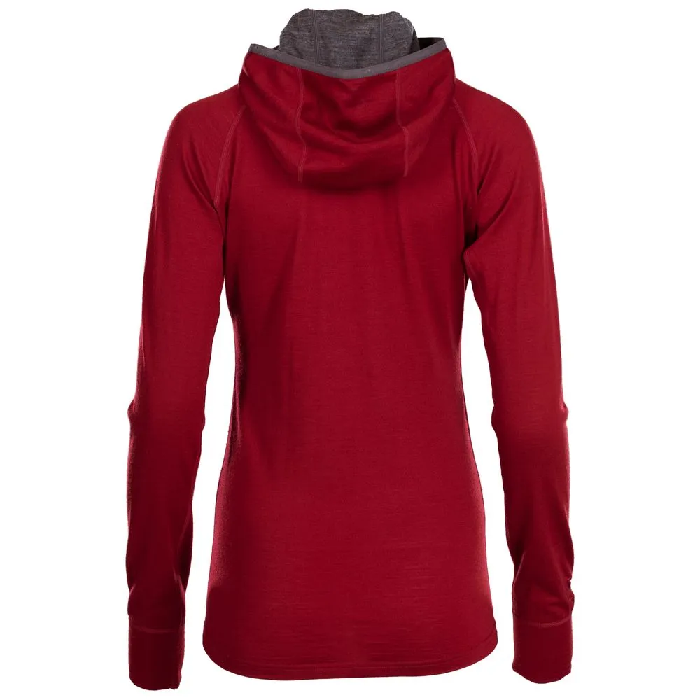 Womens Merino 200 Zip Neck Hoodie (Red)