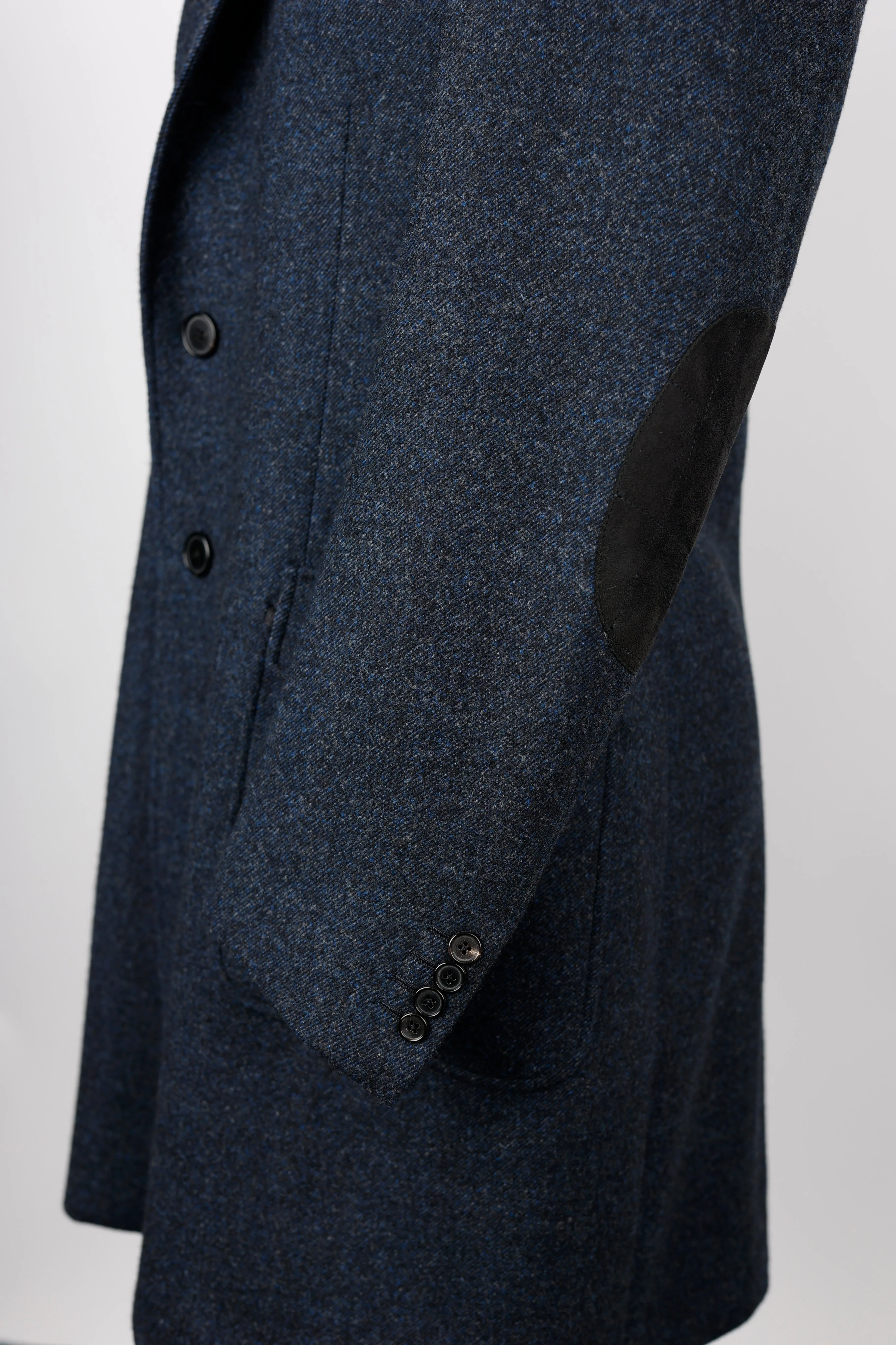 Wool Dress Coat w/ Suede Insert