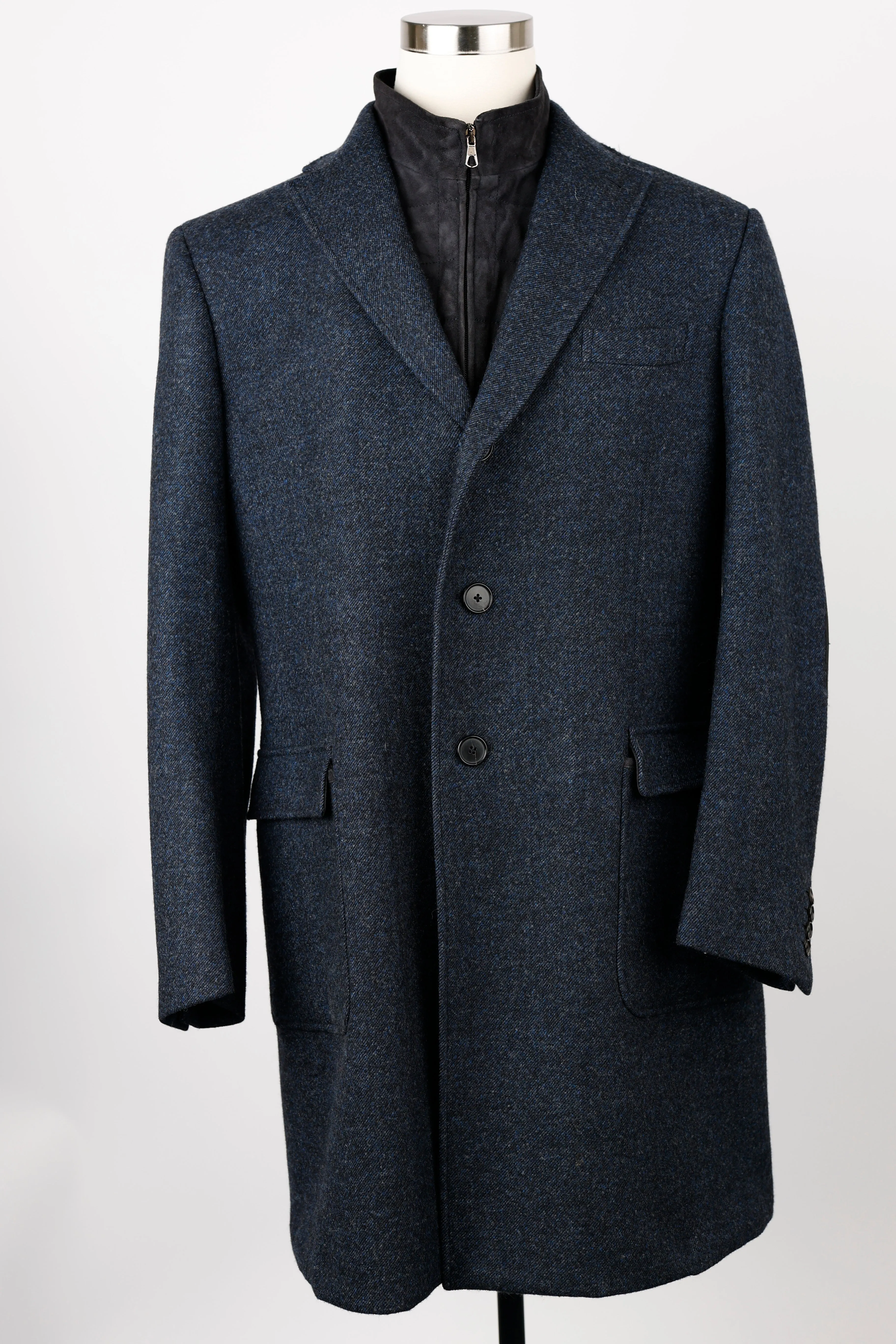 Wool Dress Coat w/ Suede Insert