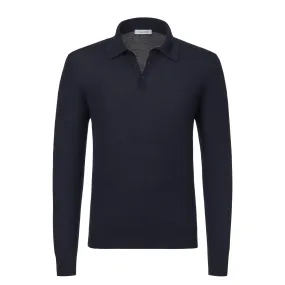 Wool Sweater Polo Shirt in Blue