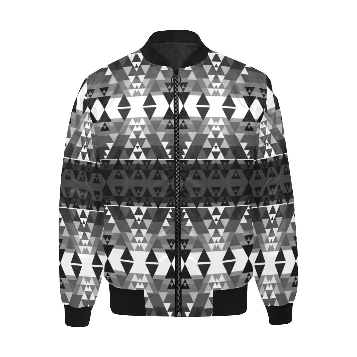 Writing on Stone Black and White Unisex Heavy Bomber Jacket with Quilted Lining