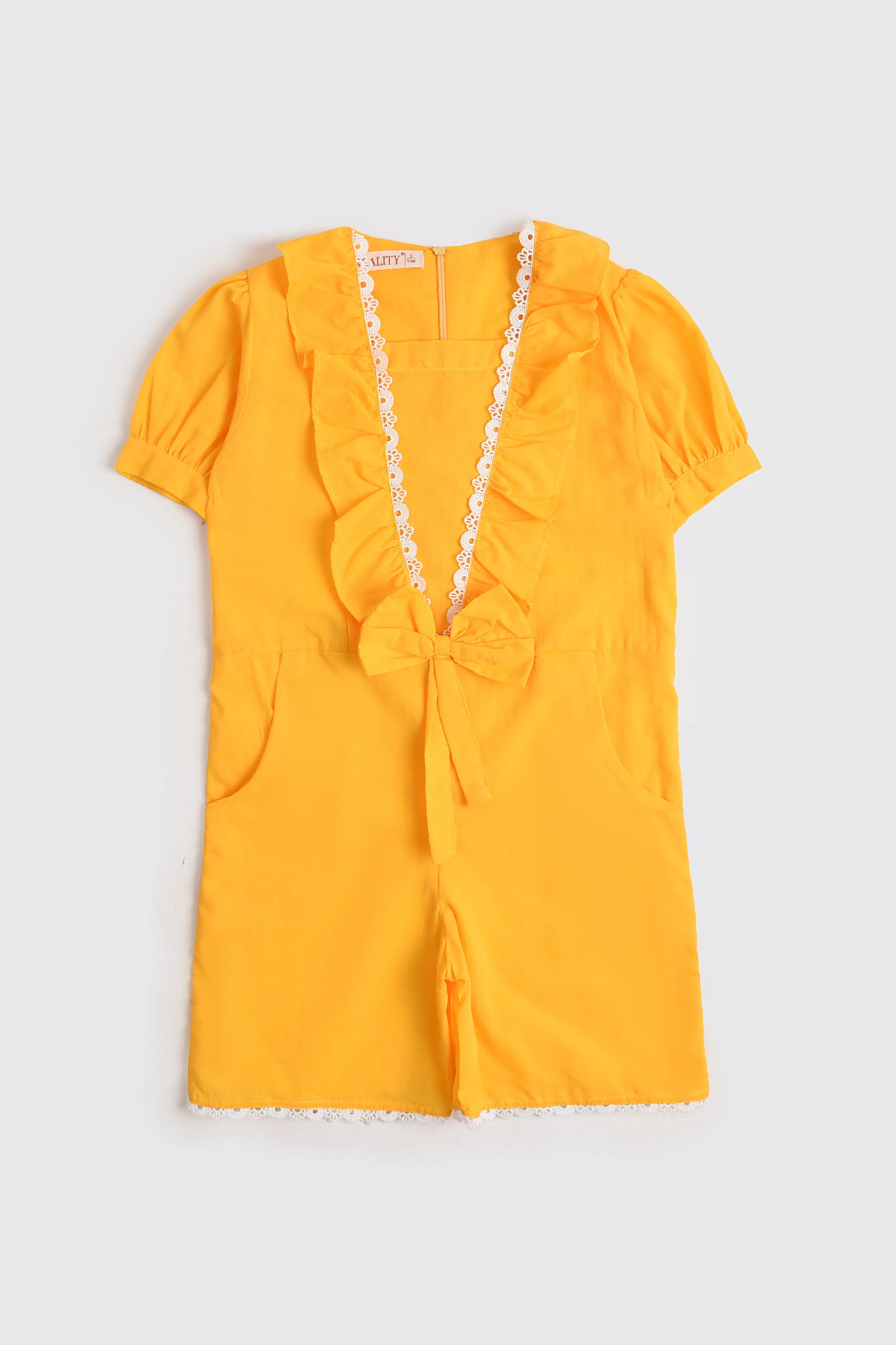 Yellow Ruffled Cotton Jumpsuit