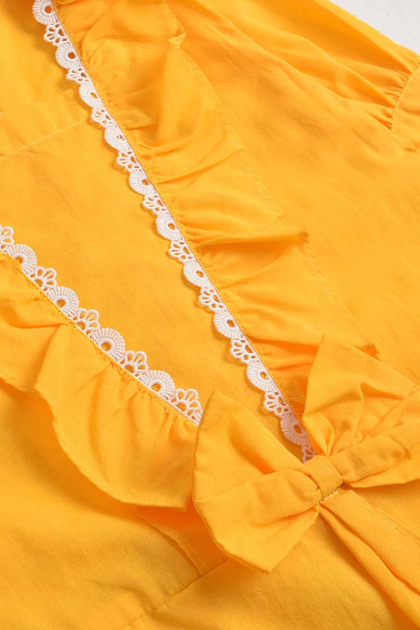 Yellow Ruffled Cotton Jumpsuit