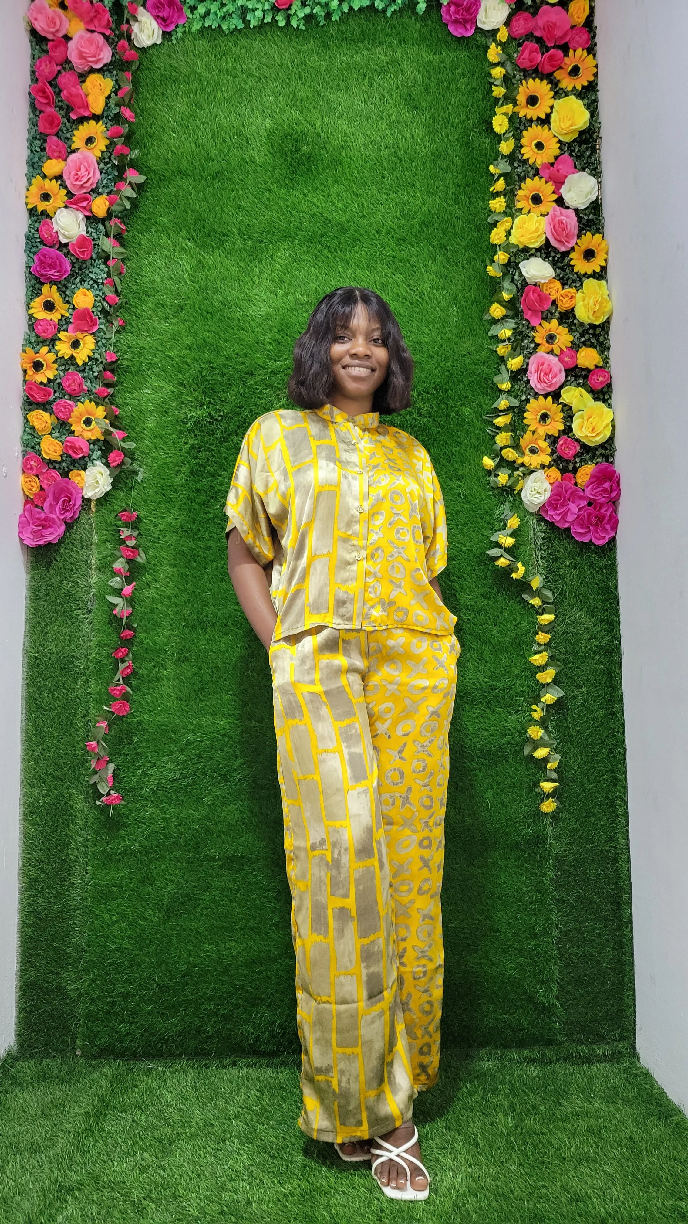 Yellow Silk 2 Piece Shirt & Palazo Pants