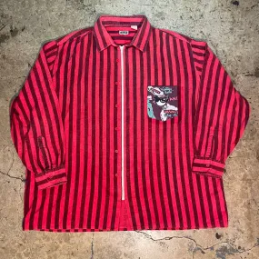 Yokishop Original - Red Striped Front Zip Flannel W/ "Boogie Short" Pocket