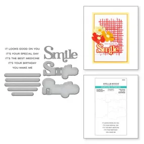 You Make Me Smile Sentiments Clear Stamp and Die Set from the Spotlight Frames and Florals Collection by Lisa Horton