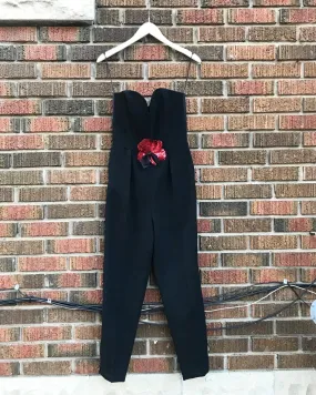 YVES SAINT LAURENT Sequin Embellished Wool Bustier Jumpsuit