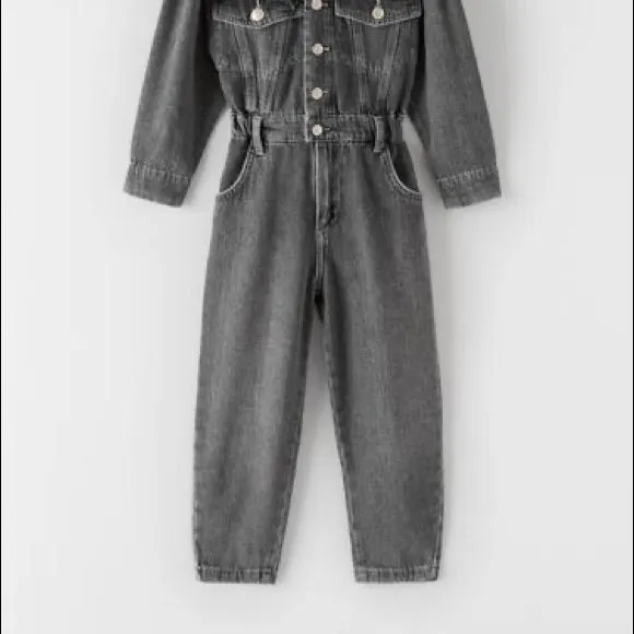 ZARA KIDS GREY DENIM JUMPSUIT (SZ 9)