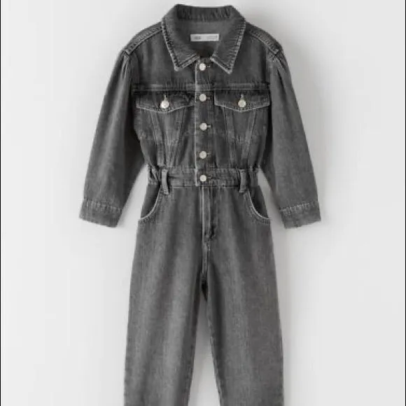 ZARA KIDS GREY DENIM JUMPSUIT (SZ 9)